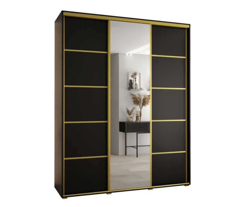 Szafa przesuwna Abiks DAVOS 5 wysoka szer.190cm gł.45cm czarny/czarny/złoty 1szt.