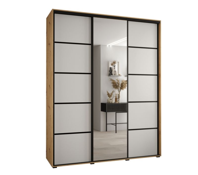 Szafa przesuwna Abiks DAVOS 5 wysoka szer.190cm gł.60cm artisan/biały/czarny 1szt.