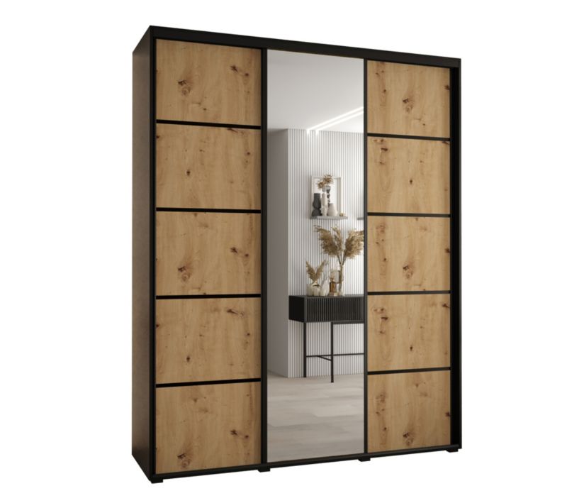 Szafa przesuwna Abiks DAVOS 5 wysoka szer.190cm gł.60cm czarny/artisan/czarny 1szt.
