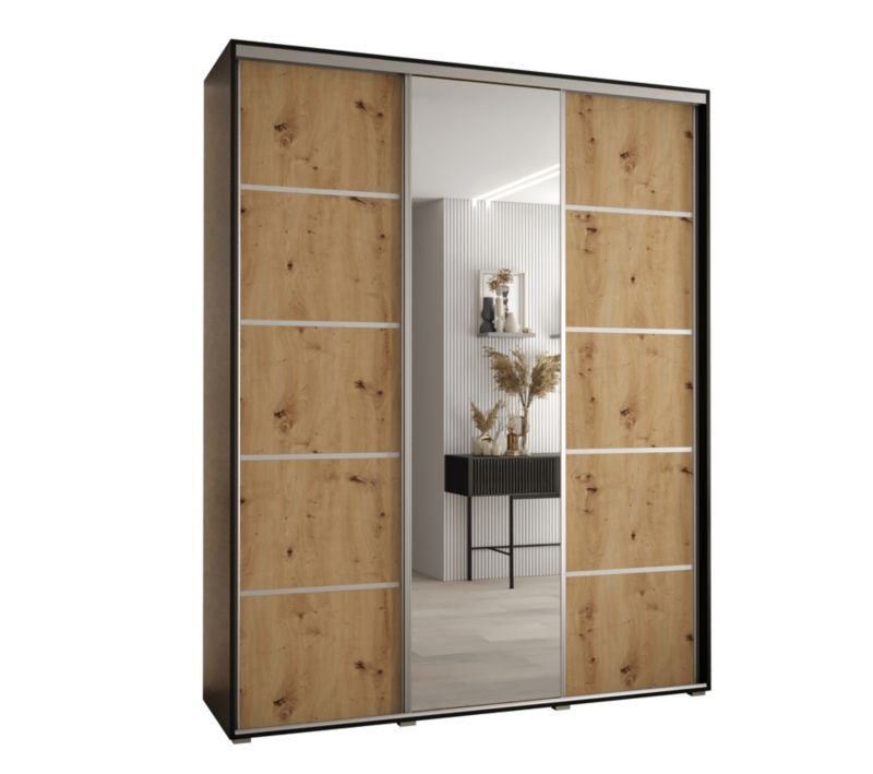 Szafa przesuwna Abiks DAVOS 5 wysoka szer.200cm gł.45cm czarny/artisan/srebrny 1szt.