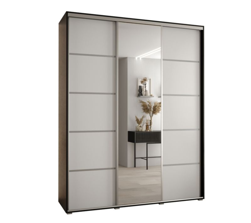 Szafa przesuwna Abiks DAVOS 5 wysoka szer.200cm gł.45cm czarny/biały/srebrny 1szt.