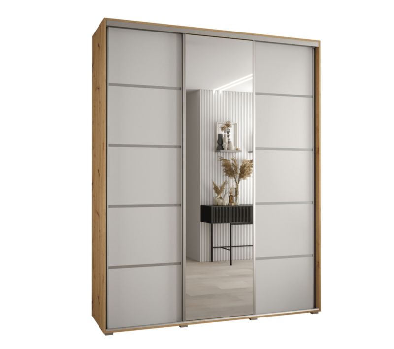 Szafa przesuwna Abiks DAVOS 5 wysoka szer.200cm gł.60cm artisan/biały/srebrny 1szt.