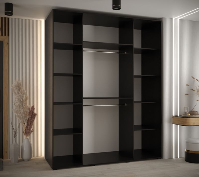 Szafa przesuwna Abiks DAVOS 5 wysoka szer.200cm gł.60cm czarny/czarny/srebrny 1szt.