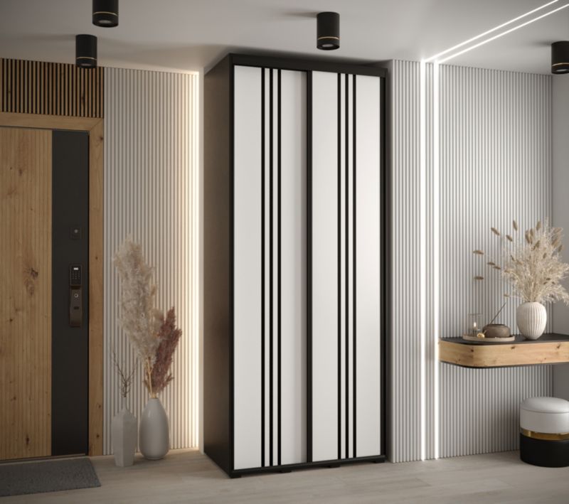 Szafa przesuwna Abiks DAVOS 6 wysoka szer.110cm gł.60cm czarny/biały/czarny 1szt.