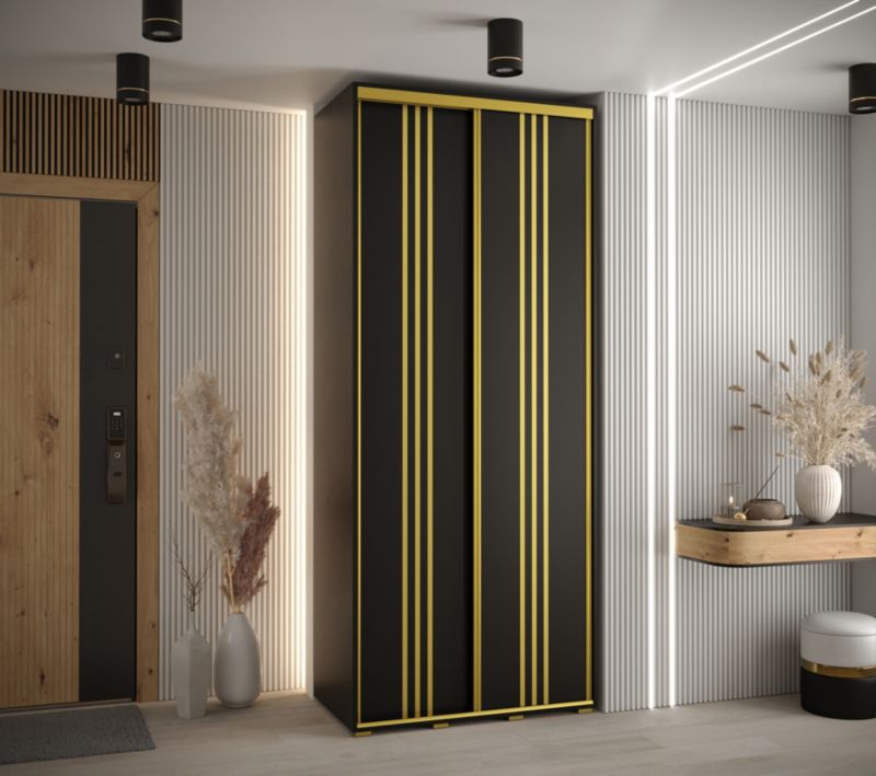 Szafa przesuwna Abiks DAVOS 6 wysoka szer.120cm gł.45cm czarny/czarny/złoty 1szt.