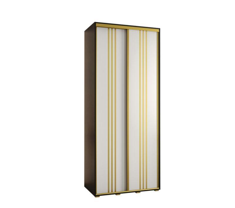 Szafa przesuwna Abiks DAVOS 6 wysoka szer.120cm gł.60cm biały/czarny/złoty 1szt.