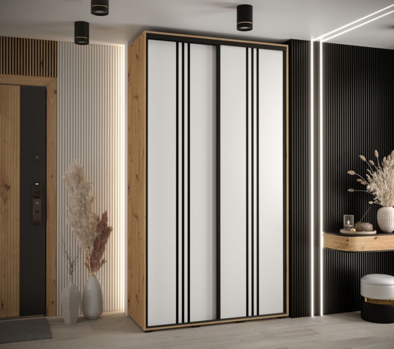 Szafa przesuwna Abiks DAVOS 6 wysoka szer.130cm gł.60cm artisan/biały/czarny 1szt.