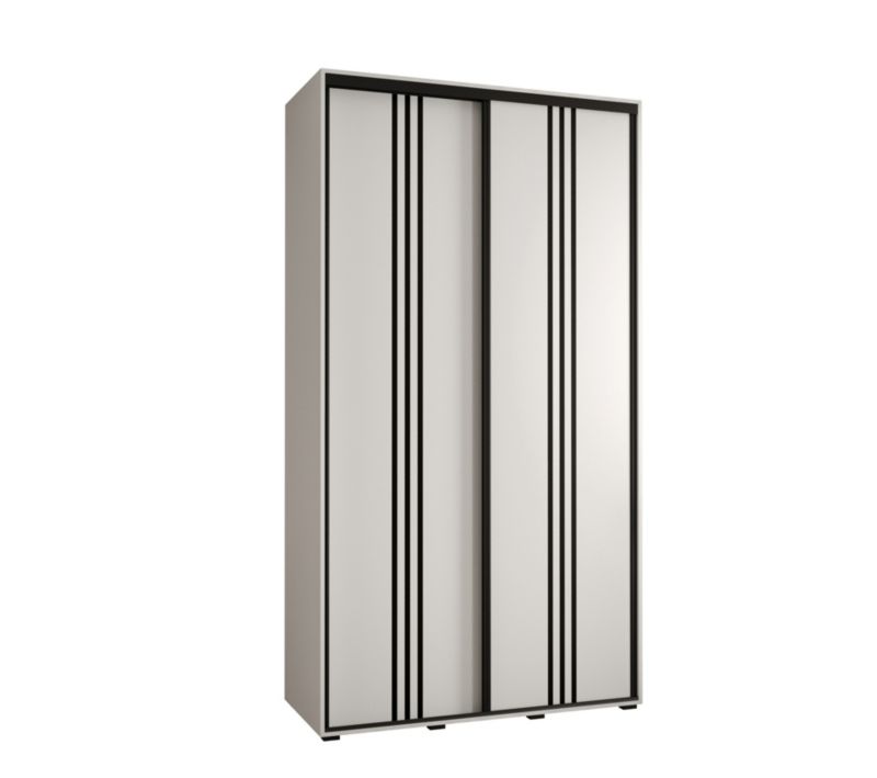 Szafa przesuwna Abiks DAVOS 6 wysoka szer.130cm gł.60cm biały/biały/czarny 1szt.