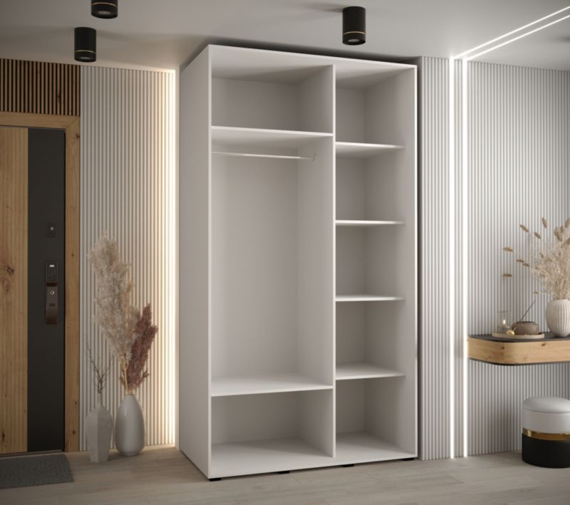 Szafa przesuwna Abiks DAVOS 6 wysoka szer.130cm gł.60cm biały/biały/srebrny 1szt.