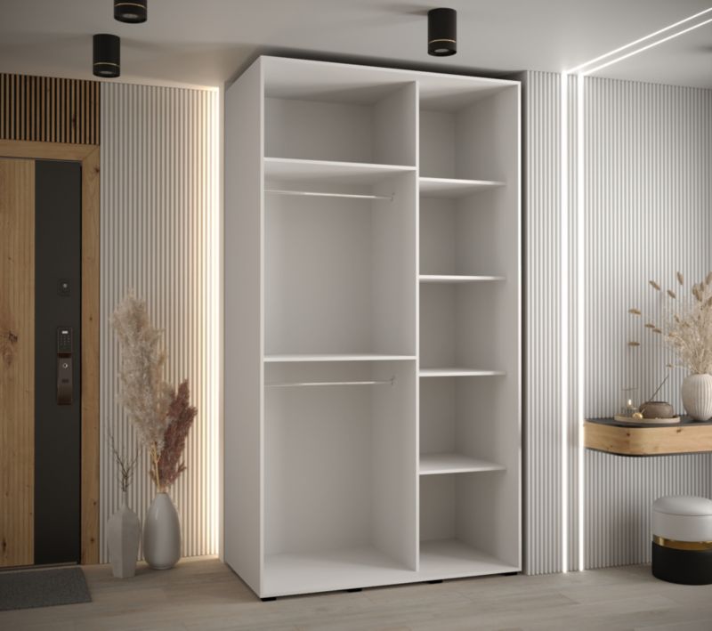 Szafa przesuwna Abiks DAVOS 6 wysoka szer.130cm gł.60cm biały/biały/srebrny 1szt.