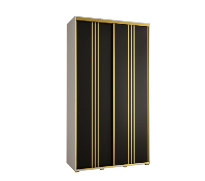 Szafa przesuwna Abiks DAVOS 6 wysoka szer.130cm gł.60cm biały/czarny/złoty 1szt.