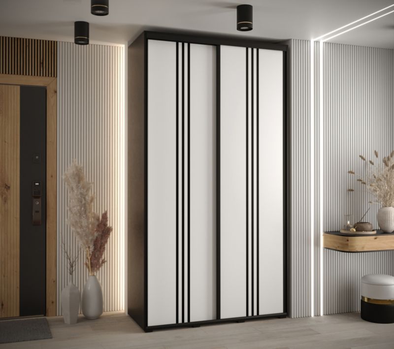 Szafa przesuwna Abiks DAVOS 6 wysoka szer.140cm gł.60cm czarny/biały/czarny 1szt.