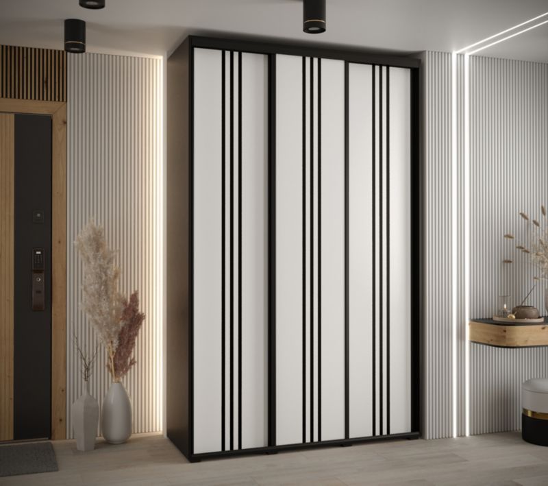 Szafa przesuwna Abiks DAVOS 6 wysoka szer.150cm gł.60cm czarny/biały/czarny 1szt.