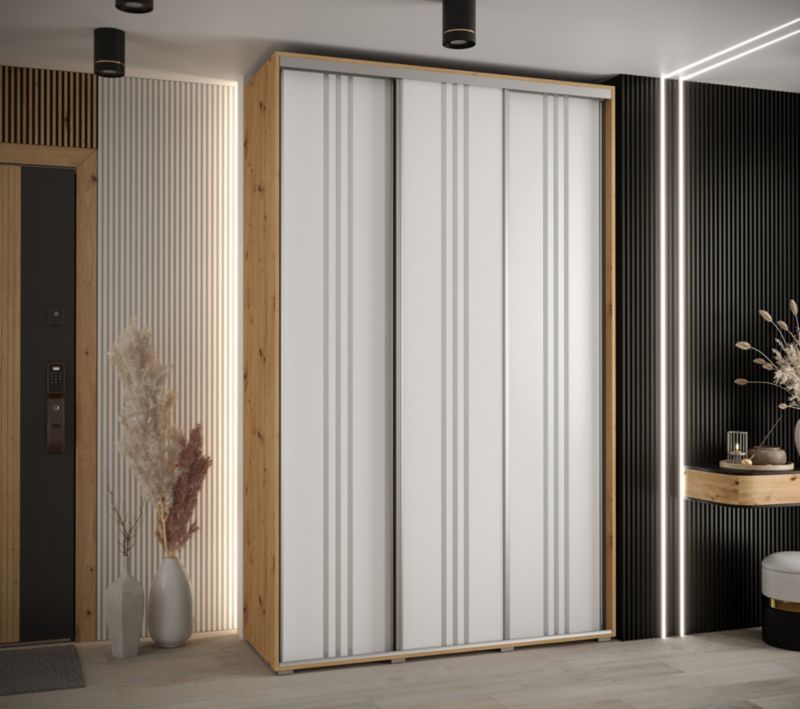 Szafa przesuwna Abiks DAVOS 6 wysoka szer.160cm gł.60cm artisan/biały/srebrny 1szt.