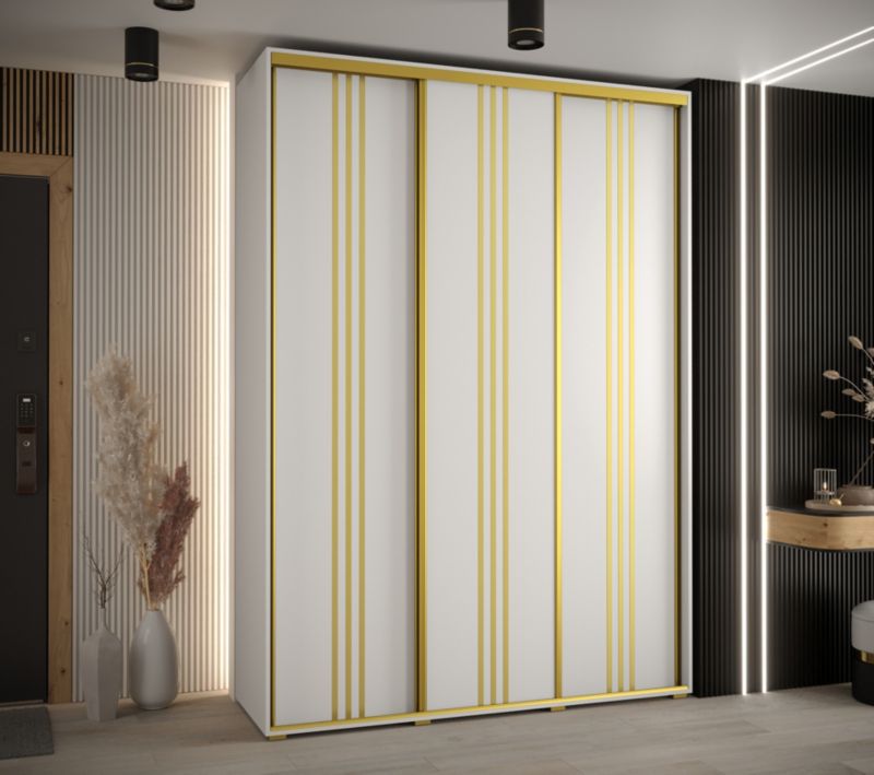 Szafa przesuwna Abiks DAVOS 6 wysoka szer.170cm gł.45cm biały/biały/złoty 1szt.