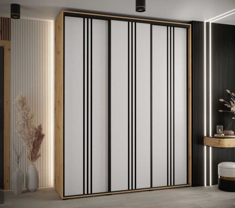 Szafa przesuwna Abiks DAVOS 6 wysoka szer.190cm gł.60cm artisan/biały/czarny 1szt.