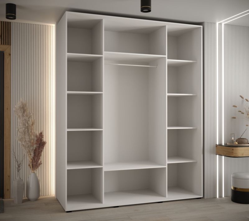 Szafa przesuwna Abiks DAVOS 6 wysoka szer.190cm gł.60cm biały/czarny/czarny 1szt.