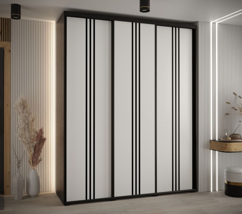 Szafa przesuwna Abiks DAVOS 6 wysoka szer.200cm gł.45cm czarny/biały/czarny 1szt.