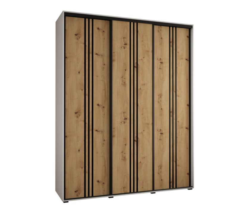 Szafa przesuwna Abiks DAVOS 6 wysoka szer.200cm gł.60cm biały/artisan/czarny 1szt.
