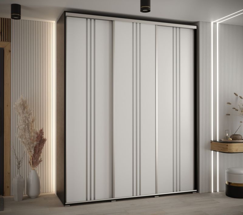Szafa przesuwna Abiks DAVOS 6 wysoka szer.200cm gł.60cm czarny/biały/srebrny 1szt.