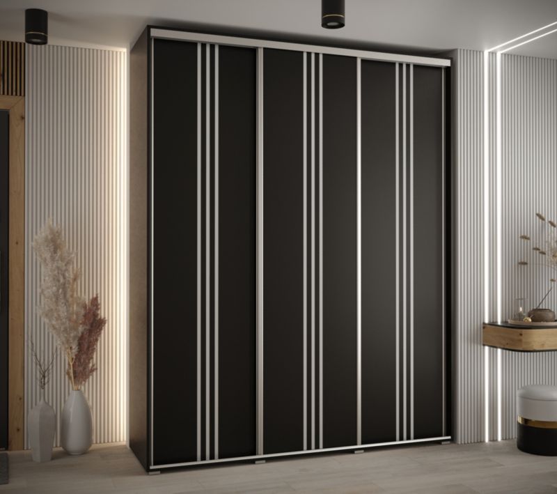 Szafa przesuwna Abiks DAVOS 6 wysoka szer.200cm gł.60cm czarny/czarny/srebrny 1szt.