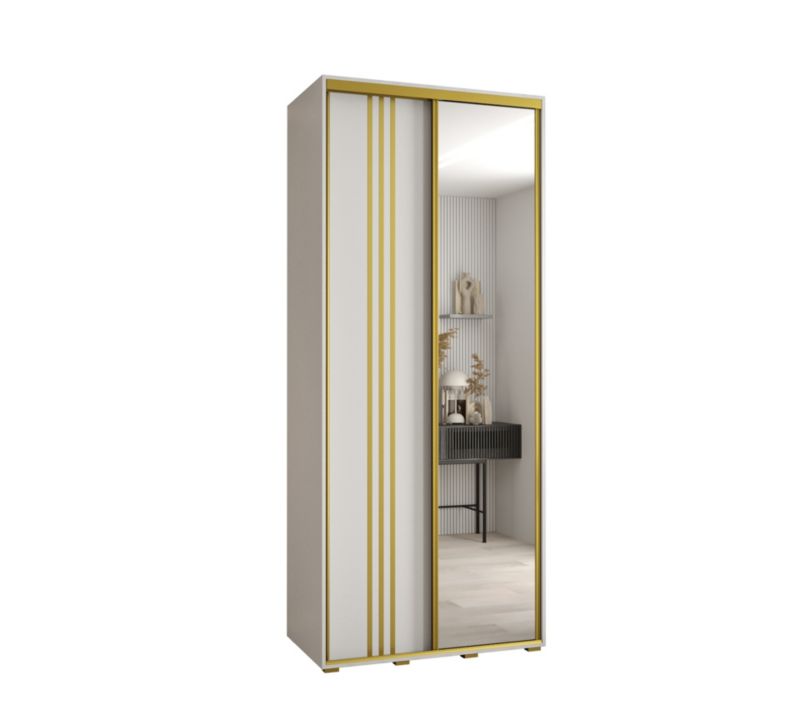 Szafa przesuwna Abiks DAVOS 7 wysoka szer.100cm gł.45cm biały/biały/złoty 1szt.