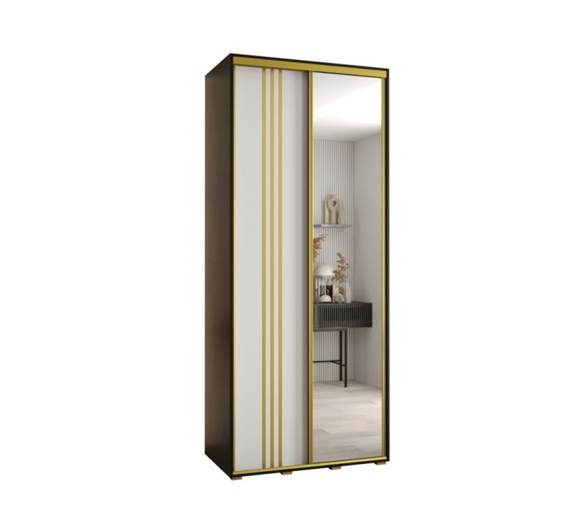 Szafa przesuwna Abiks DAVOS 7 wysoka szer.120cm gł.45cm czarny/biały/złoty 1szt.