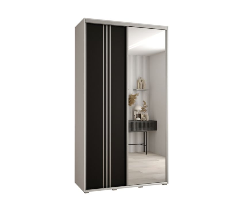 Szafa przesuwna Abiks DAVOS 7 wysoka szer.130cm gł.45cm biały/czarny/srebrny 1szt.