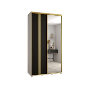 Szafa przesuwna Abiks DAVOS 7 wysoka szer.130cm gł.45cm biały/czarny/złoty 1szt.