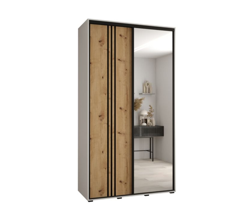 Szafa przesuwna Abiks DAVOS 7 wysoka szer.130cm gł.60cm biały/artisan/czarny 1szt.