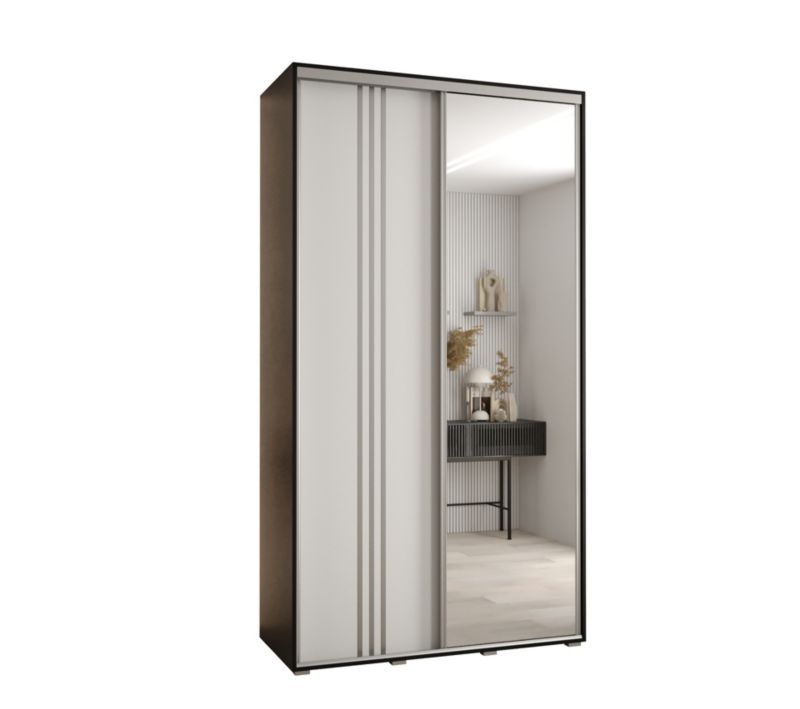 Szafa przesuwna Abiks DAVOS 7 wysoka szer.130cm gł.60cm czarny/biały/srebrny 1szt.