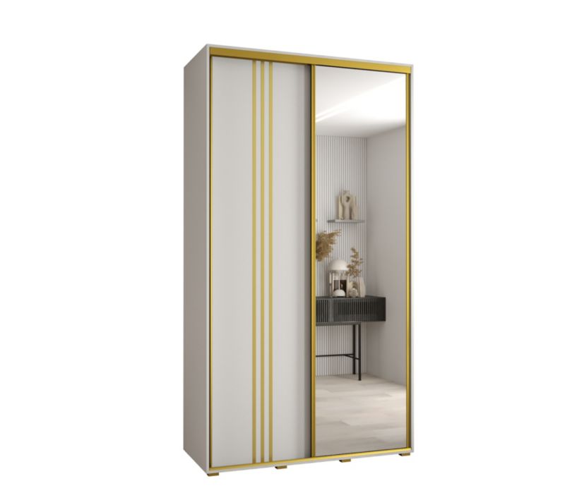 Szafa przesuwna Abiks DAVOS 7 wysoka szer.140cm gł.45cm biały/biały/złoty 1szt.