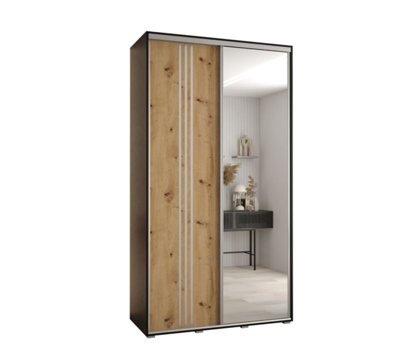 Szafa przesuwna Abiks DAVOS 7 wysoka szer.140cm gł.60cm czarny/artisan/srebrny 1szt.