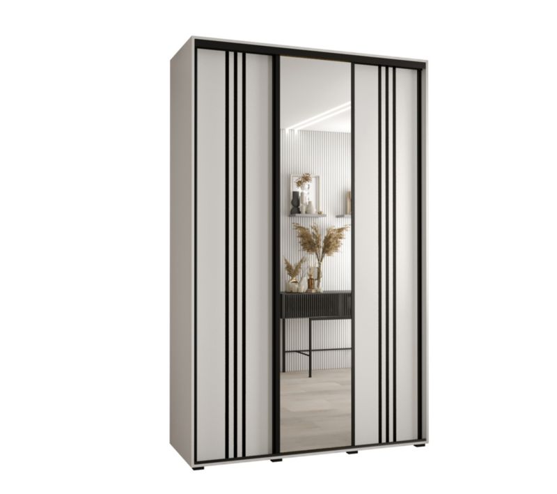 Szafa przesuwna Abiks DAVOS 7 wysoka szer.150cm gł.45cm biały/biały/czarny 1szt.