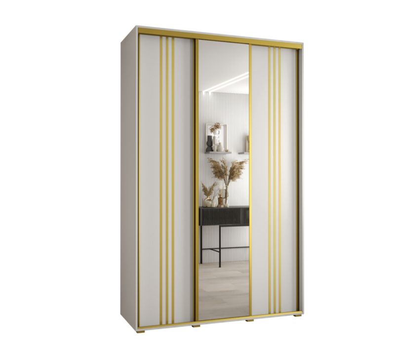 Szafa przesuwna Abiks DAVOS 7 wysoka szer.160cm gł.45cm biały/biały/złoty 1szt.