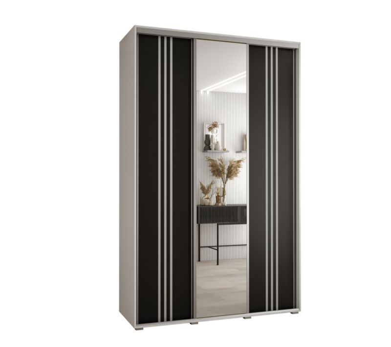 Szafa przesuwna Abiks DAVOS 7 wysoka szer.160cm gł.60cm biały/czarny/srebrny 1szt.