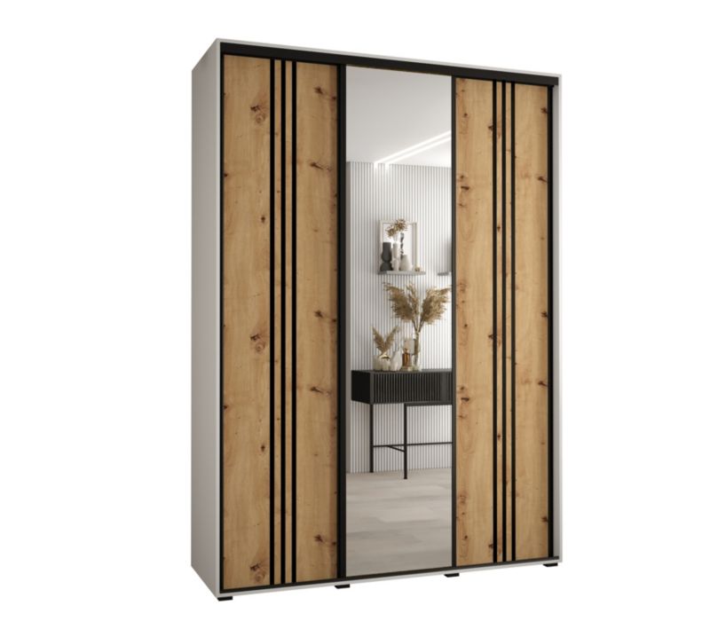 Szafa przesuwna Abiks DAVOS 7 wysoka szer.170cm gł.60cm biały/artisan/czarny 1szt.