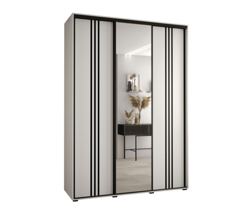 Szafa przesuwna Abiks DAVOS 7 wysoka szer.180cm gł.60cm biały/biały/czarny 1szt.