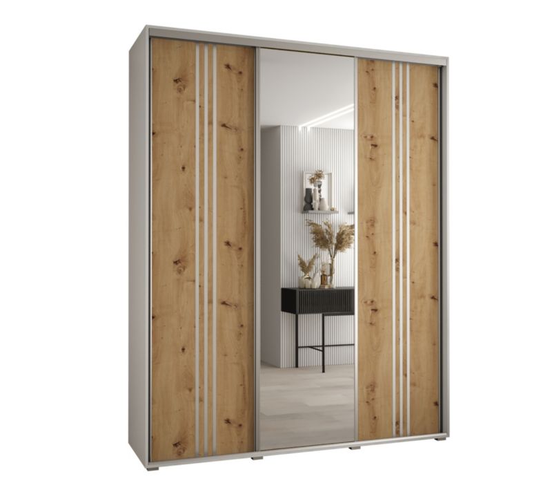 Szafa przesuwna Abiks DAVOS 7 wysoka szer.200cm gł.45cm biały/artisan/srebrny 1szt.