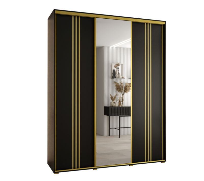 Szafa przesuwna Abiks DAVOS 7 wysoka szer.200cm gł.60cm czarny/czarny/złoty 1szt.