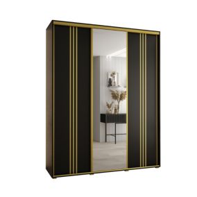 Szafa przesuwna Abiks DAVOS 7 wysoka szer.200cm gł.60cm czarny/czarny/złoty 1szt.