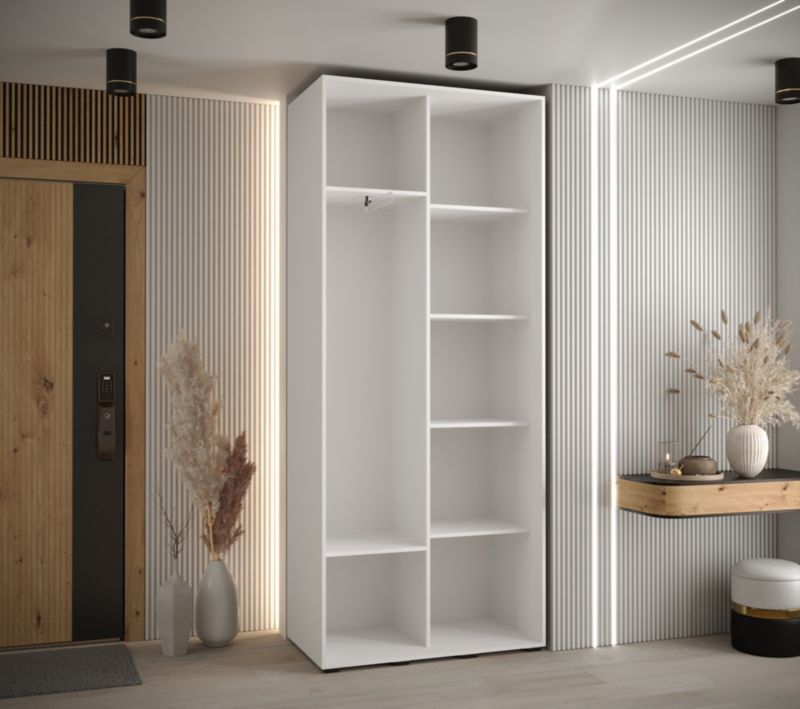 Szafa przesuwna Abiks DAVOS 8 wysoka szer.100cm gł.45cm biały/biały/czarny 1szt.