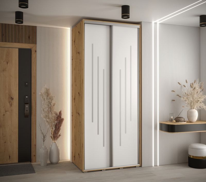 Szafa przesuwna Abiks DAVOS 8 wysoka szer.100cm gł.60cm artisan/biały/srebrny 1szt.
