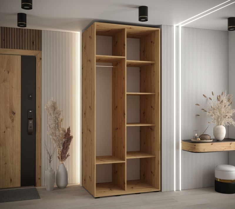 Szafa przesuwna Abiks DAVOS 8 wysoka szer.100cm gł.60cm artisan/biały/srebrny 1szt.