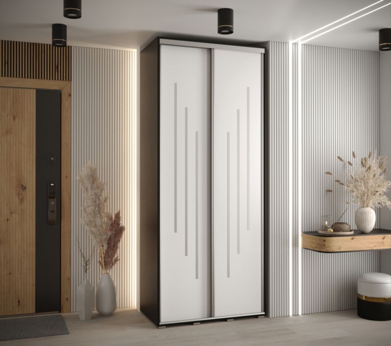Szafa przesuwna Abiks DAVOS 8 wysoka szer.120cm gł.60cm czarny/biały/srebrny 1szt.
