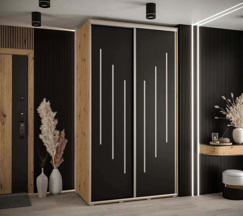 Szafa przesuwna Abiks DAVOS 8 wysoka szer.130cm gł.60cm artisan/czarny/srebrny 1szt.