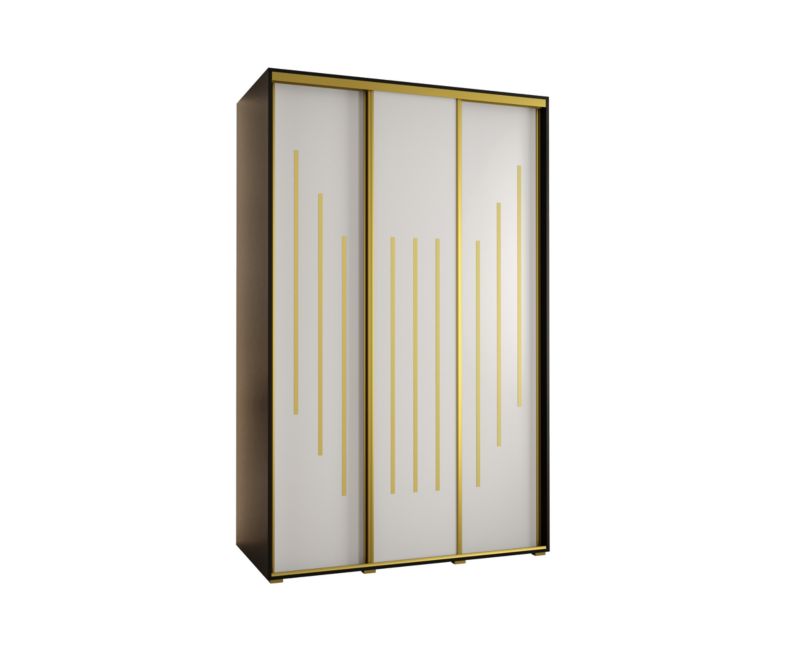 Szafa przesuwna Abiks DAVOS 8 wysoka szer.150cm gł.45cm czarny/biały/złoty 1szt.