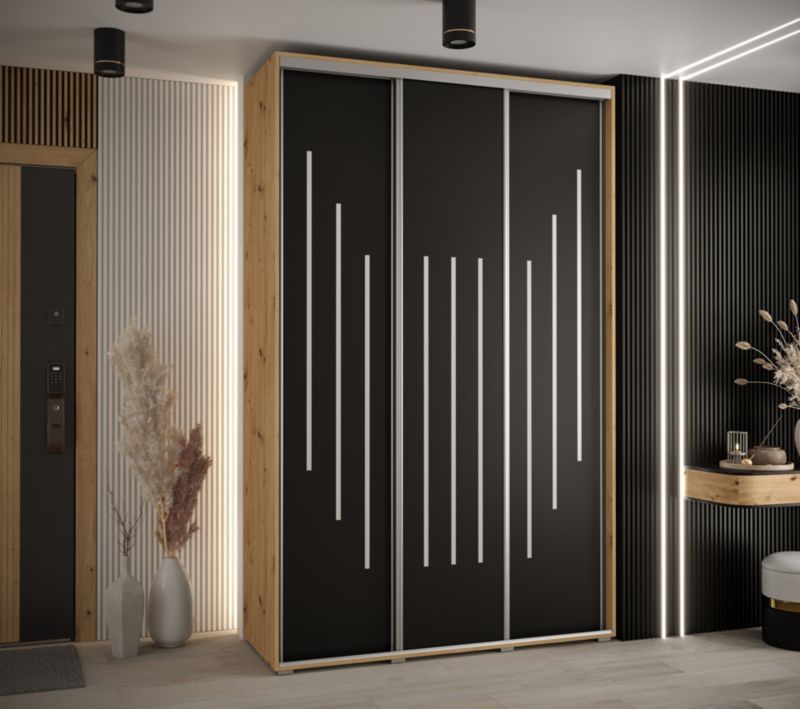 Szafa przesuwna Abiks DAVOS 8 wysoka szer.150cm gł.60cm artisan/czarny/srebrny 1szt.