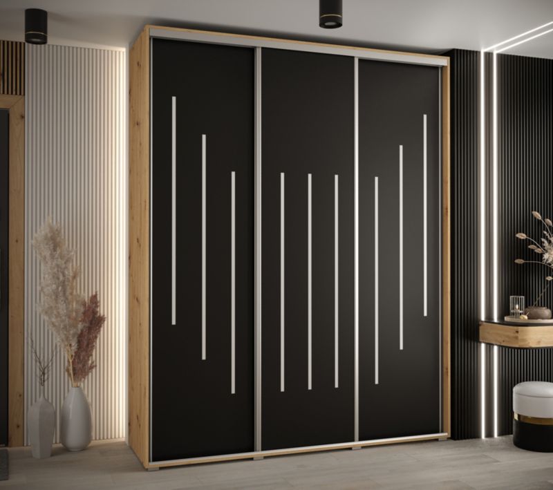 Szafa przesuwna Abiks DAVOS 8 wysoka szer.190cm gł.60cm artisan/czarny/srebrny 1szt.