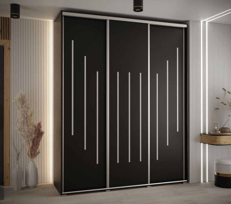 Szafa przesuwna Abiks DAVOS 8 wysoka szer.200cm gł.45cm czarny/czarny/srebrny 1szt.